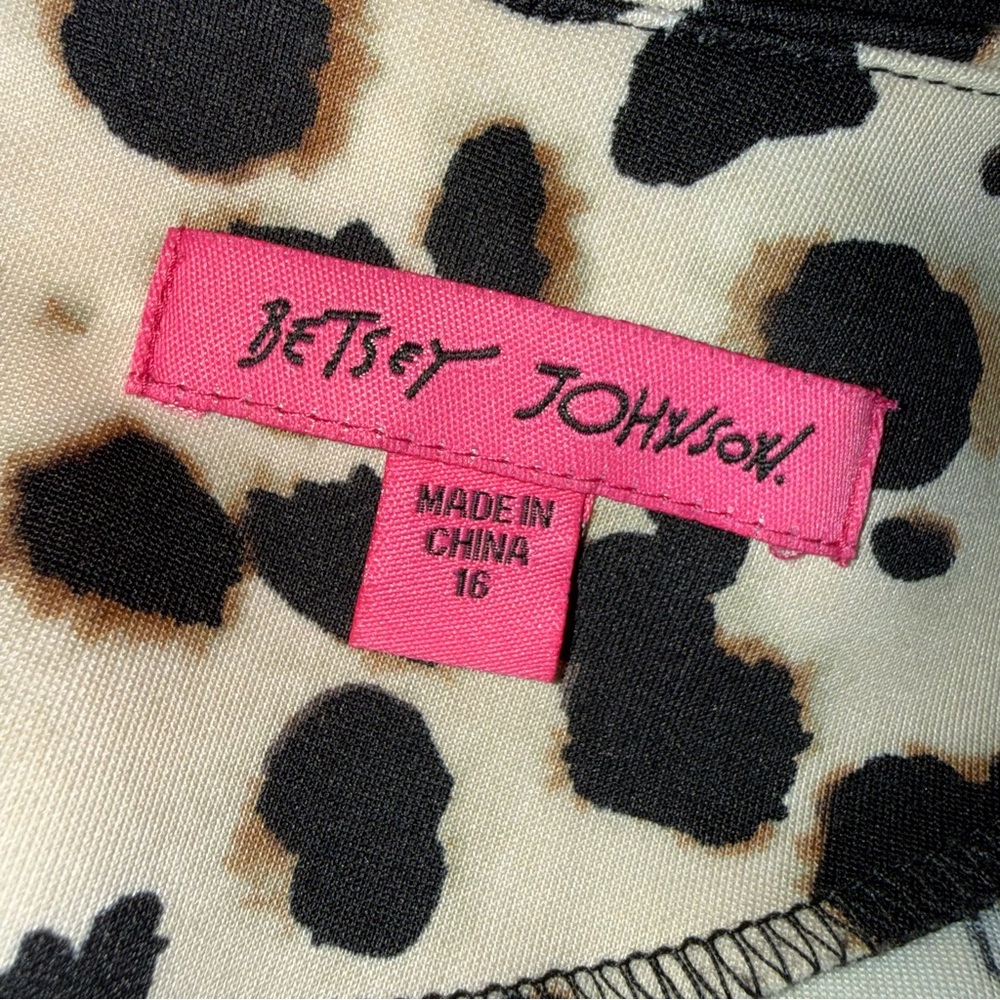 Betsey Johnson Cream Leopard Print Ruffle-Hem Mini Dress - Picture 2 of 10